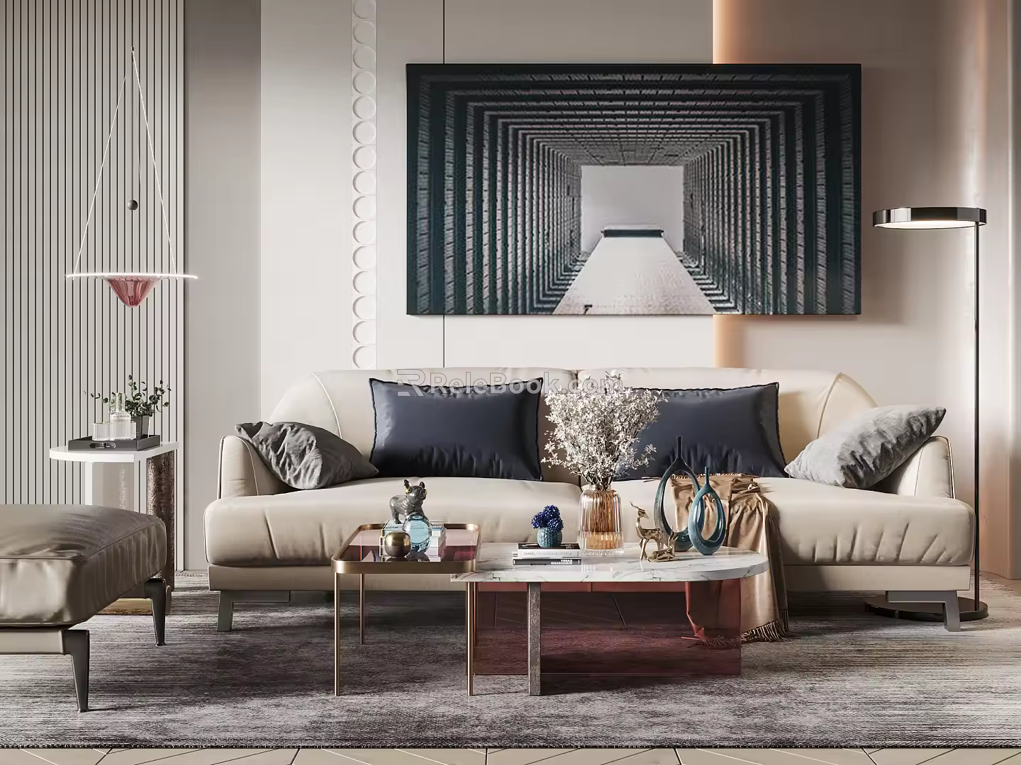 Modern Natuzzi Sofa Coffee Table Combination 3d model