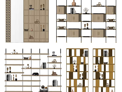 Stylish Modern Storage Shelves Design With Open Shelves For Organizing Decorative Items And Books 3d model