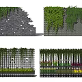 Green Plant Wall Designs With Brick Trellis And Various Plant Coverage