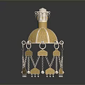 Gold And Silver Decorative Ornament With Ornate Top And Hanging Tassel Details