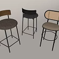 Modern Bar Stools With Different Designs Wooden Woven Backs And Neutral Upholstered Seats