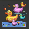 Vibrant Decorative Wavy Furniture Base With Colorful Rubber Ducks And Balls