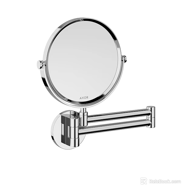 Wall Mounted Round Chrome Mirror With Adjustable Arm For Bathroom Use 3d model 
