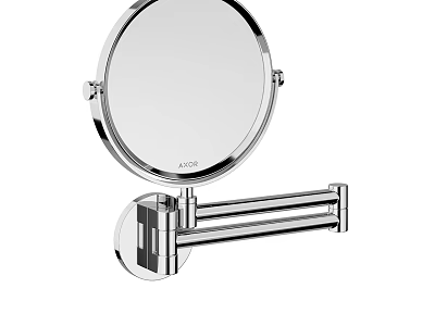 Wall Mounted Round Chrome Mirror With Adjustable Arm For Bathroom Use 3d model