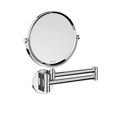Wall Mounted Round Chrome Mirror With Adjustable Arm For Bathroom Use 3d model