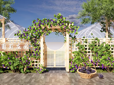 Modern Manor Country Grape Park Landscape Grape Plantation Grape Picking Garden Fruit Demonstration Base Vineyard 3d model