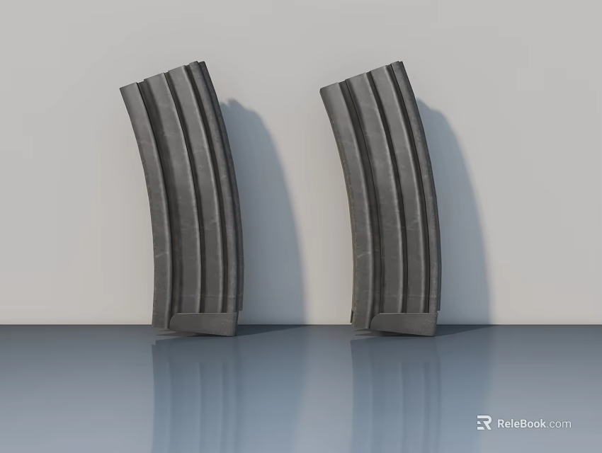 Pair of Modern Gray Hinged Doors With Vertical Stripes And Sleek Surface 3d model 