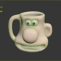 Adorable Pink Cartoon Face Mug Featuring Playful Eyes Nose And Smile