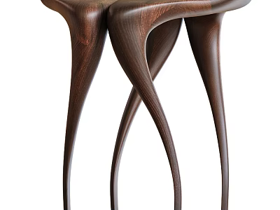 Unique Wooden Decorative Ornament Set With Curved Artistic Design For Home Decor 3d model