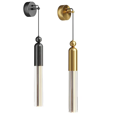 Modern Minimalist Wall Lights With Black And Gold Metal Glass Design 3d model