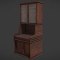 Vintage Wooden Bookcase Design With Glass Doors Open Shelves And Cabinet Storage