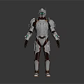 Futuristic Sci Fi Character In Silver And Brown Metallic Armor Design