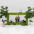 Scenic Photo Spot With Green Frame Bamboo Trees And Pandas For Taking