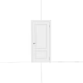 White Swing Door With Golden Handle And Simple Panel Design For Home Use 3d model