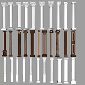 Various Roman Columns Styles With White Upper Brown Decorative Middle And Simple White Lower Rows 3d model