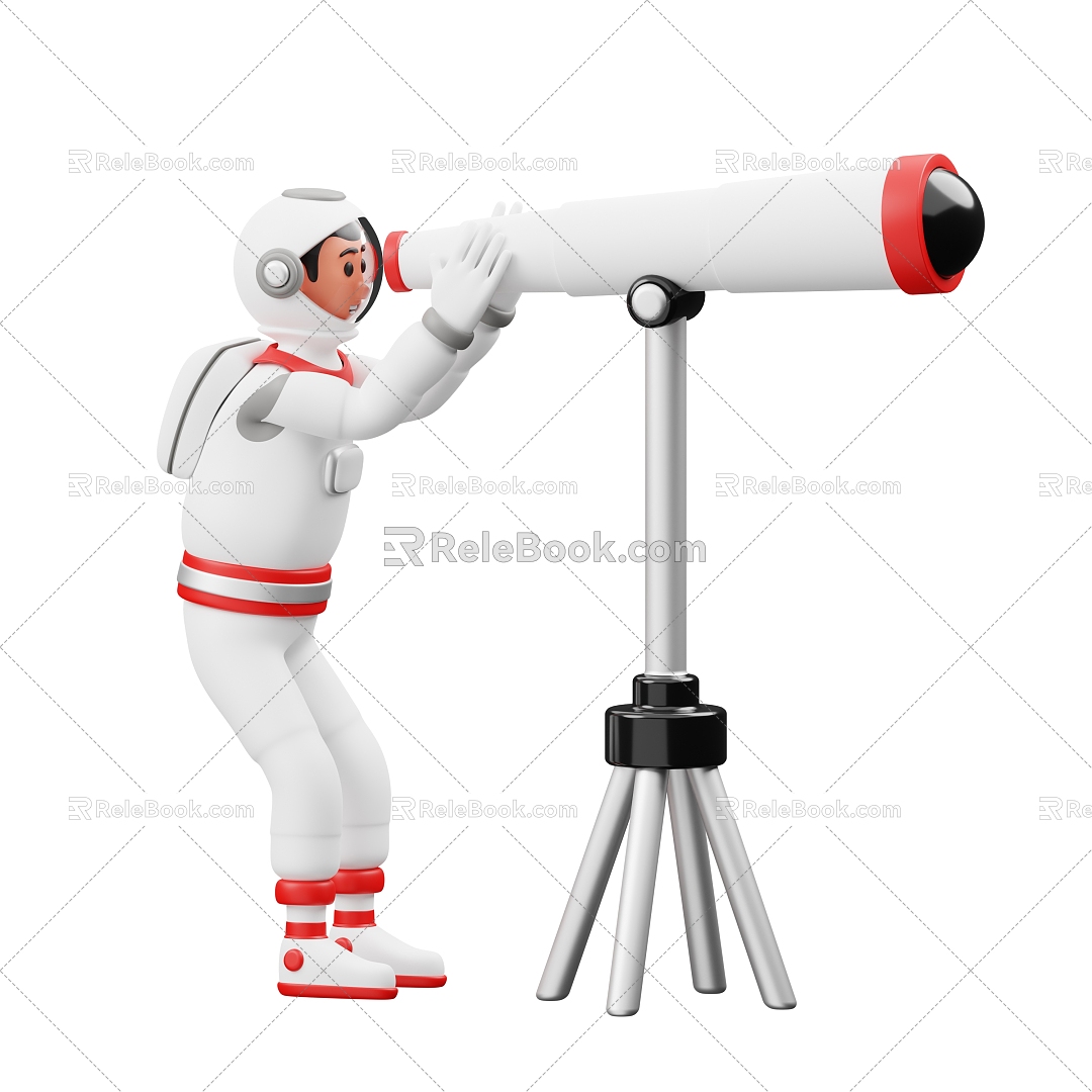 Astronaut Space Worker Rocket UFO Cartoon Astronaut 3d model