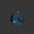 Practical Blue Leather Utility Bag With Brown Straps And Multiple Pockets