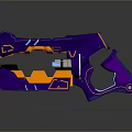 Futuristic Sci Fi Weapon Design With Purple Orange Accents Blue Glowing Lines And Ergonomic Grip