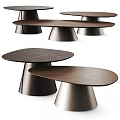 Modern Minimalist Oval Wooden Dining Tables With Sleek Conical Metallic Bases For Upscale Dining Rooms