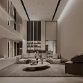 Loft Living Room Modern Minimalist Interior With Sofas And Coffee Table 3d model