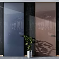 Modern Hinged Doors With Various Glass Styles And Indoor Plants