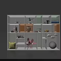 Colorful Modular Display Shelf With Flamingo Figurine Books Decorative Items And Storage Cubes