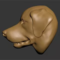 Golden Shiny Dog Head Sculpture With Detailed Features And Reflective Surface