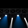 Bright Stage Spotlights And Lighting Equipment Creating Dynamic Light Beams On Black Background 3d model