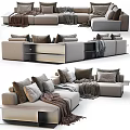Modern Sectional Sofa With Neutral Tone Decorative Pillows And Soft Blankets 3d model