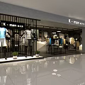 Modern Men's Clothing Store Interior With Various Colored Apparel And Hanging Lights