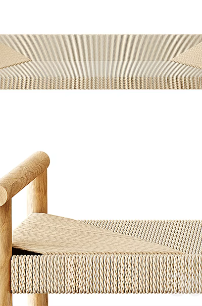 Modern Public Chair Design With Wooden Legs And Woven Seat Surface 3d model