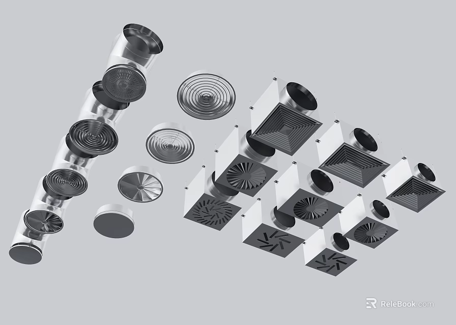 Modern Air Conditioner Vents With Various Design Styles And Patterns 3d model