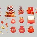 2D lucky bag red envelope silhouette 3d model