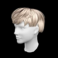 Game Movie Character White Head Model With Light Brown Short Layered Hair And Black Background