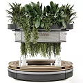 Elegant Floral Vase with Hanging Green Plants Vines and Wooden Base Design
