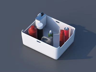 Hardware Tools Organized in White Storage Box with Assorted Colored Tools 3d model
