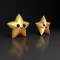 Cute Golden Star Decorative Ornament Set With Smiling Faces And Blush Details