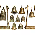 Vintage Metal Garden Ornaments with Various Decorative Bells and Stands