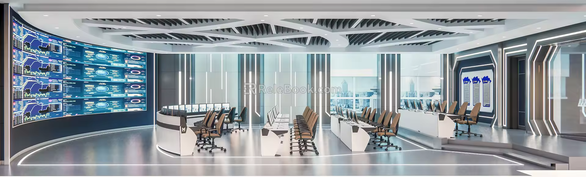 Modern Control Room Command Center 3d model