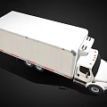 White Refrigerated Cargo Truck With Cab Long Trailer And Red Stripes