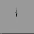 Silver Decorative Sword With Blue Gemstone And Intricate Hilt Geometric Design