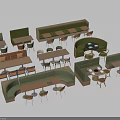 Stylish Booth Sofas With Curved And Straight Designs Wooden Tables And Chairs