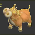 Orange Cartoon Cow Figurine With Blue Eyes Pink Nose And Cute Design