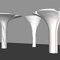 Modern White Columns with Sleek Curved Petal Shaped Tops in Minimalist Artistic Style