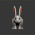 Low Poly White Rabbit 3D Model With Red Ears And Simple Design Details 3d model