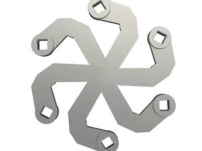 Industrial Equipment Multi Purpose Wrench Tool With Star Shaped Design And Metal Heads 3d model
