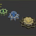 Three Unique Garden Ornaments With Star And Lotus Shapes Ceramic Stone Bases