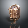 Vintage Copper Metal Frame Lighting Combination With Cage Design And Shiny Surface 3d model