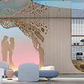 Elegant Bridal Shop Interior With Modern Design Sofas Chandeliers Arched Windows And Pink Decor