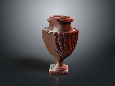 Vintage Red Decorative Vase With Intricate Carved Patterns And Stable Base For Home Decor 3d model